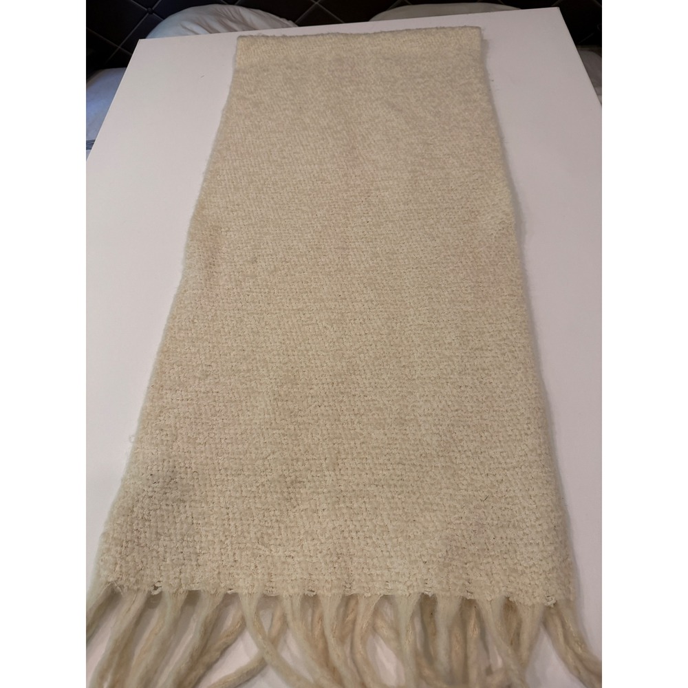 Free People Movement Cream Bouclé Scarf Oversized Cozy Fringe Blanket Wrap